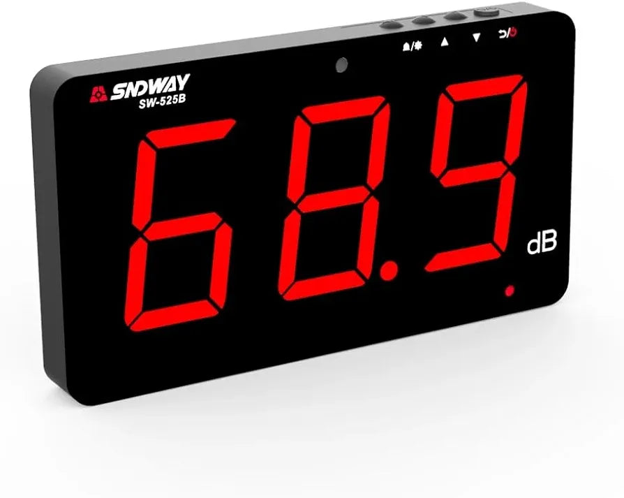 SNDWAY SW-525B Digital Sound Level Meter 30~130db Large Screen Display Wall Type Noise Meter Decibel Restaurant Bar Indoor/Office/bar
