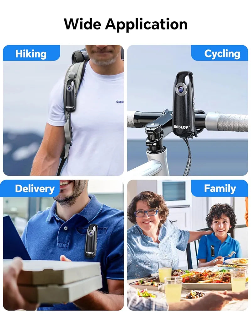 BOBLOV 007 128GB Small Body Cameras, Easy-User-Friendly, Portable Pocket Tiny Body Cams with Back Clip,1080P Mini Camera Bodycams, Loop Recording for Bike/Pet/Home/Proof (128GB)