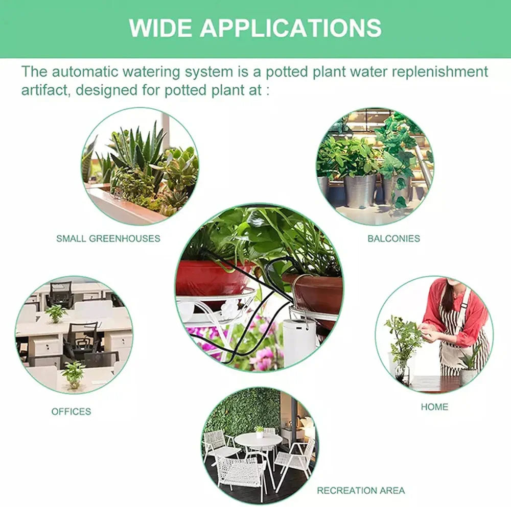 Automatic Watering System Drip Irrigation Kit Intelligent Timing Holiday Plant Watering Devices LED Display & USB Power, Indoor Irrigation System for Potted Plants