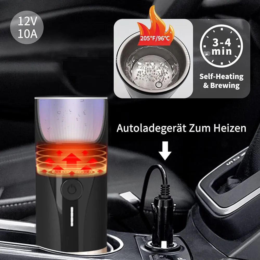 CERA+ Portable Espresso Machine One Key Self-Heating 12V Car Cigarette Lighter Coffee Maker Compatible with NS Capsule & Ground Coffee for Camping, Travel, RV