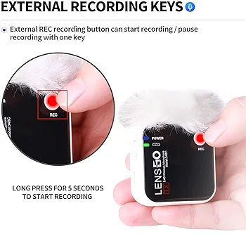 LENSGO 348C 2.4Ghz Wireless Lavalier Microphone 32GB TF Card Slot Compact Lav Mic 2 Transmitter and 1 Receiver