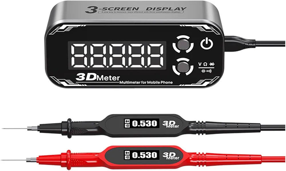 Tripled Screen Digital Multimeter with Voltages Capacitance Resistance Measurement
