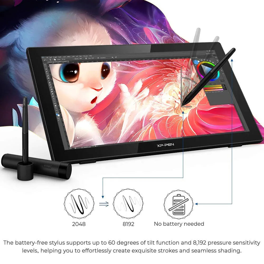 XP-PEN Artist 22 (2nd Gen) 21.5" Drawing Tablet with 1080P Display with 86% NTSC Color Gamut, Battery-Free Stylus and Adjustable Stand, Supports Windows and Mac
