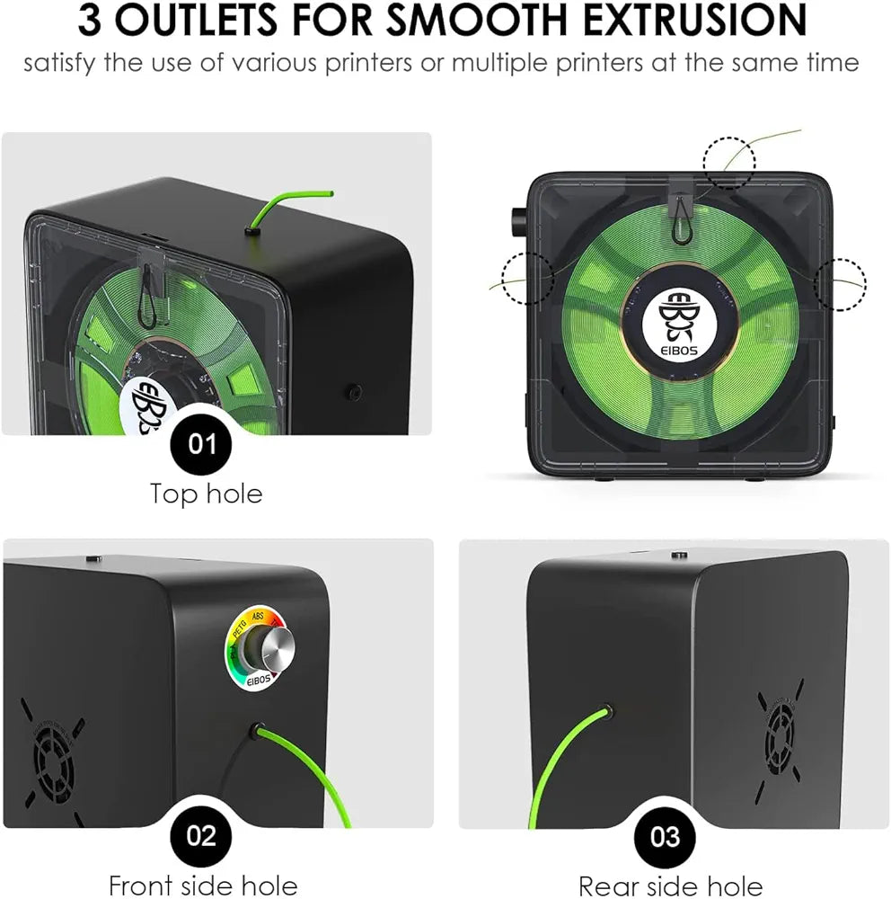 EIBOS Easdry Box Filament Dryer 3D Printer Filament Dryer with Fan Adjustable Temperature Moisture Control Rinse Holder Compatible with 1.75 mm 2.85 mm 3.00 mm Nylon