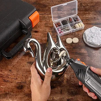 Tacklife Rotary Tool Kit, Variable Speed with Keyless Universal Chuck, Flex Shaft, 150 Accessories and Attachments and Carrying Case, Multi-functional