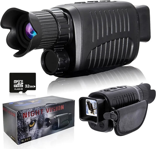 Digital Night Vision Monocular for 100% Darkness, 1080p Full HD Photo & Video Night Vision Goggles Portable Infrared Night Vision for Day & Night Hunting, Camping, Surveillance with 32GB Card