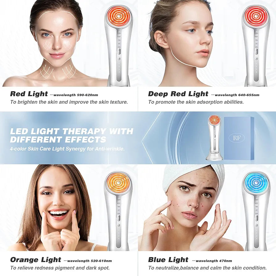 Microcurrent Facial Device, Facial Massager, 6 in 1 Home Use Skin Tightening Machine Light Therapy for Face Eye Neck Lifting