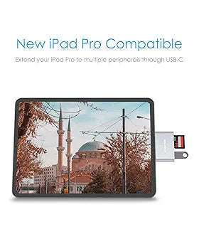 LENTION USB C to SD/Micro SD Card Reader with USB 3.0 Adapter Compatible 2023-2016 MacBook Pro, New iPad Pro/Mac Air, Surface, Phone/Tablet, More, Stable Driver Certified (CB-CS15, Silver)
