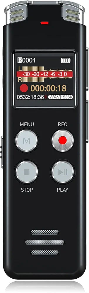 Digital Voice Recorder 128 Gb with Playback: Voice Activated Recorder for Lectures Meetings Interviews - EVISTR Dictaphone Recording Device Tape Recorder Portable Mini, Audio Recorder with USB, MP3