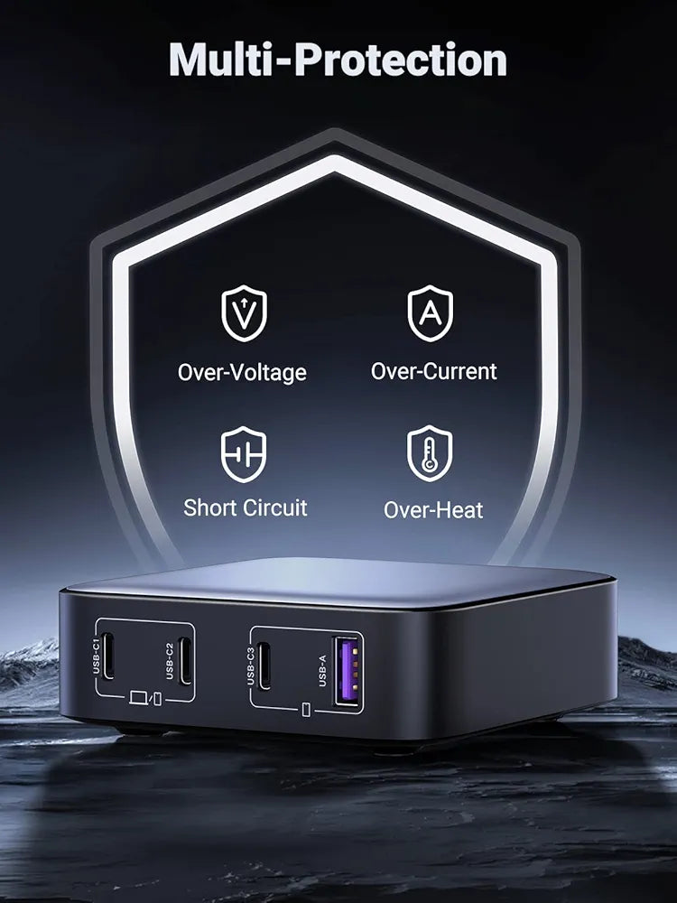 UGREEN 100W USB C Charger, Nexode 4 Ports USB C Charging Station, GaN Fast Desktop Charger Compatible with MacBook Pro, Dell XPS, iPhone 16/16 Pro, Galaxy S24/S23 Ultra, iPad, Steam Deck