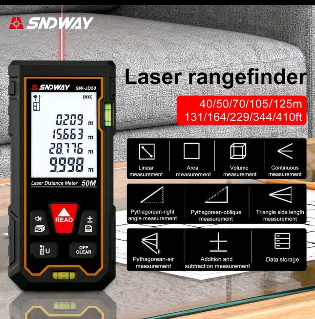 SNDWAY 125M Laser Distance Measuring Instrument Highly accurate angle measurement auto-calibration