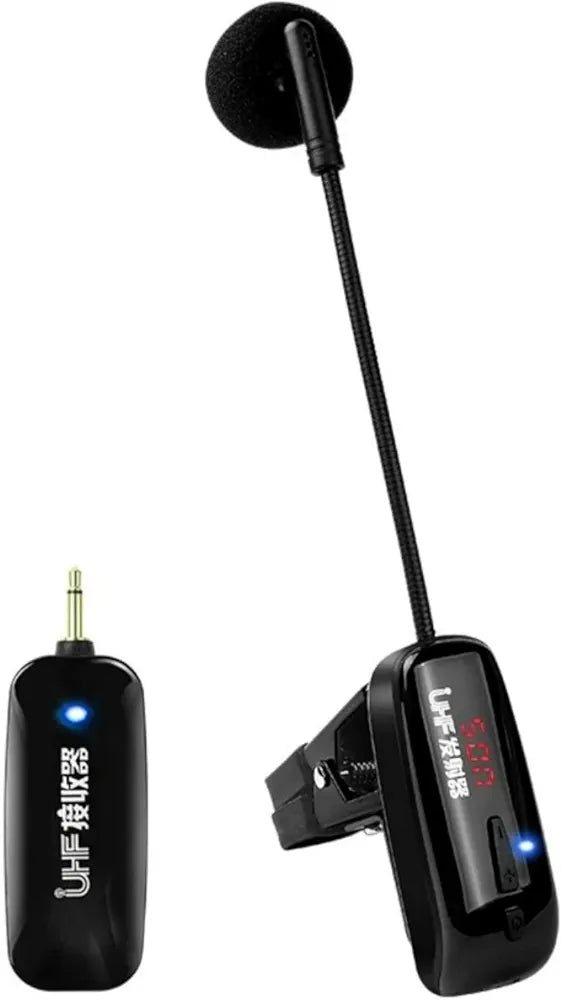 UHF Wireless Saxophone Microphone System Clip on Musical Instrument Wireless Receiver Transmitter for Saxophone Trumpet