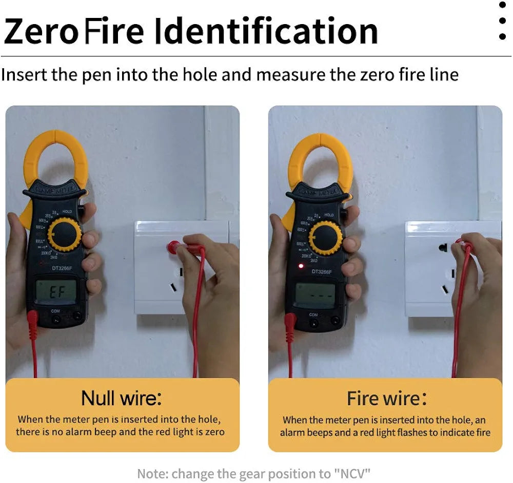 Digital Clamp Meter Multimeter Handheld AC DC Voltage Current Voltmeter Diode Resistance Non-contact Fire Wire Identification
