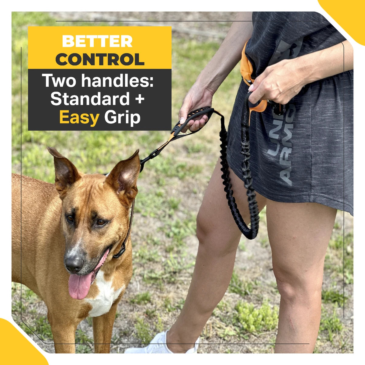 Barkswell Hands Free Dog Lead for 2 Dogs - Running Dog Lead with Waist Belt and Two Bungee Dog Leads - Premium Dog Walking Belt. DOUBLE HANDSFREE DOG LEAD FOR 2 DOGS by Barkswell. Allows your Hands Freedom while Walking, Running or Jogging with your Dogs