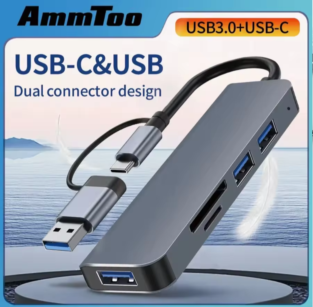Type C And USB Hub USB 3.0 2.0 TF SD Card Reader 5 In 1