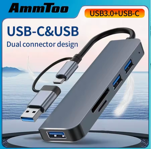 Type C And USB Hub USB 3.0 2.0 TF SD Card Reader 5 In 1