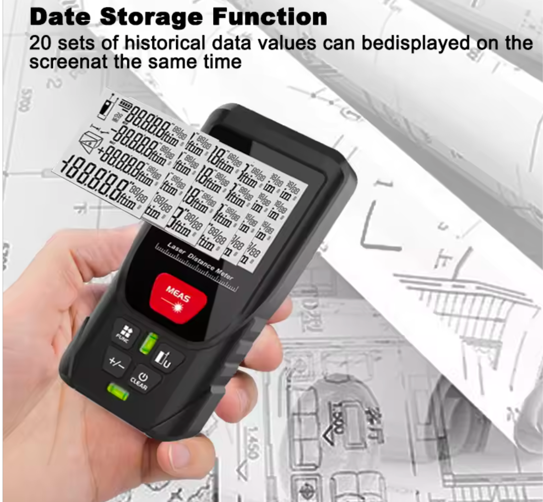 Laser Distance Meter 200M Digital Tape Measure Precision Rangefinder With Distance/area/volume