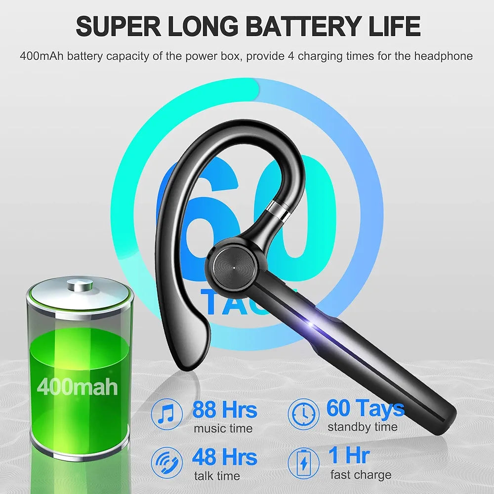 Bluetooth Headset with Microphone,48Hrs V5.3 Bluetooth Earpiece for Cell Phone/Business/Office/Driving/Trucker Driver,Bluetooth Headphones Earbuds for iPhone Android Samsung