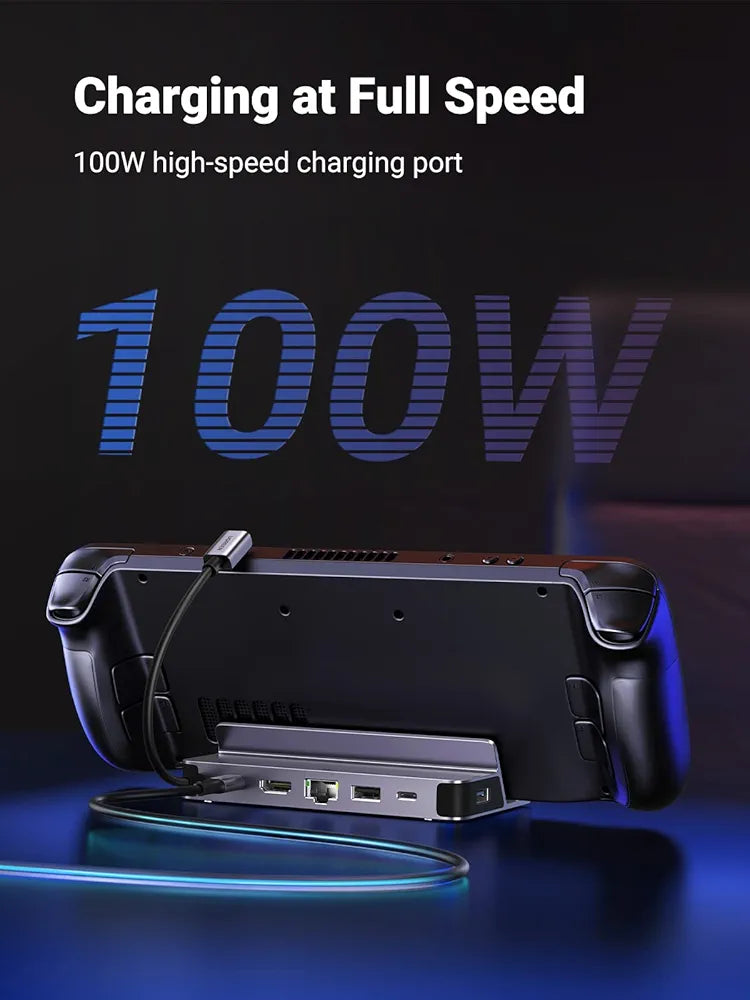 UGREEN Steam Deck Dock, 6-in-1 USB C Docking Station with 4K@60Hz HDMI, Gigabit Ethernet, PD 100W Charging 1xUSB C 2X USB 3.0 Compatible with Steam Deck Rog Ally iPhone 15 Pro/Pro Max
