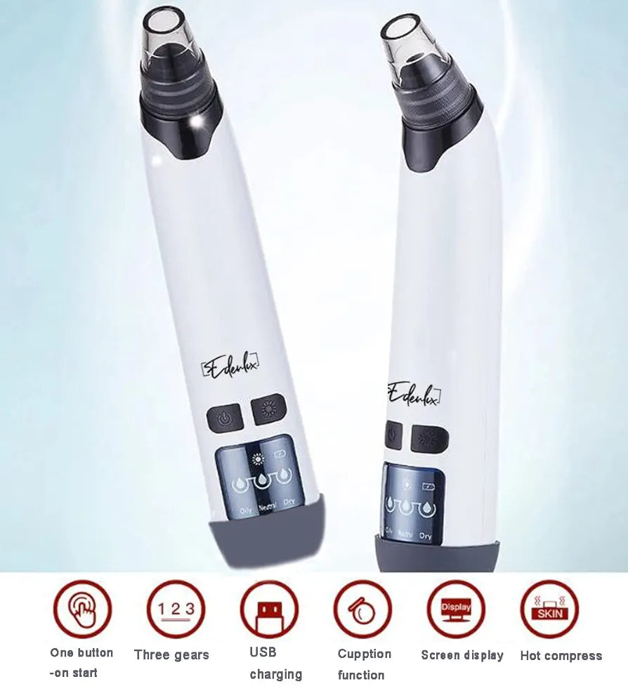 EDENLUX Blackhead Remover Vacuum Rechargeable Pore Cleaner Electric Comedone Extractor Kit with 3 Suction Levels Face Cleaning Tool