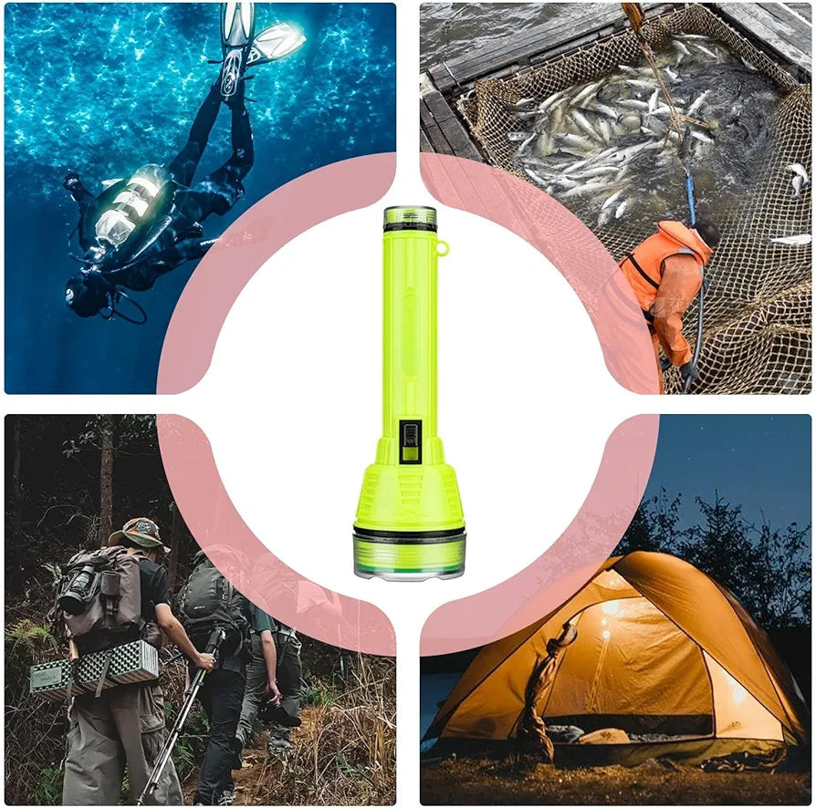 Bright Underwater Flashlight,Torch Rechargeable for Diving Snorkeling Equipment 200 Meters Submarine Shrimping