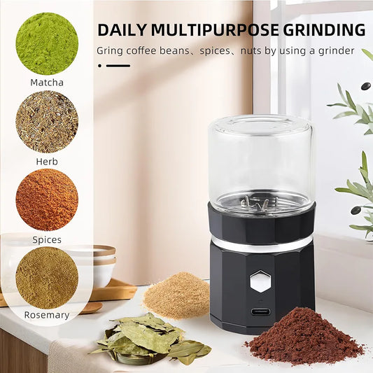 Electric Grinder spice grinder Herb Grinder - Compact and Efficient with USB Rechargeable Battery - 1.7oz Glass Spice Chamber - Premium Quality