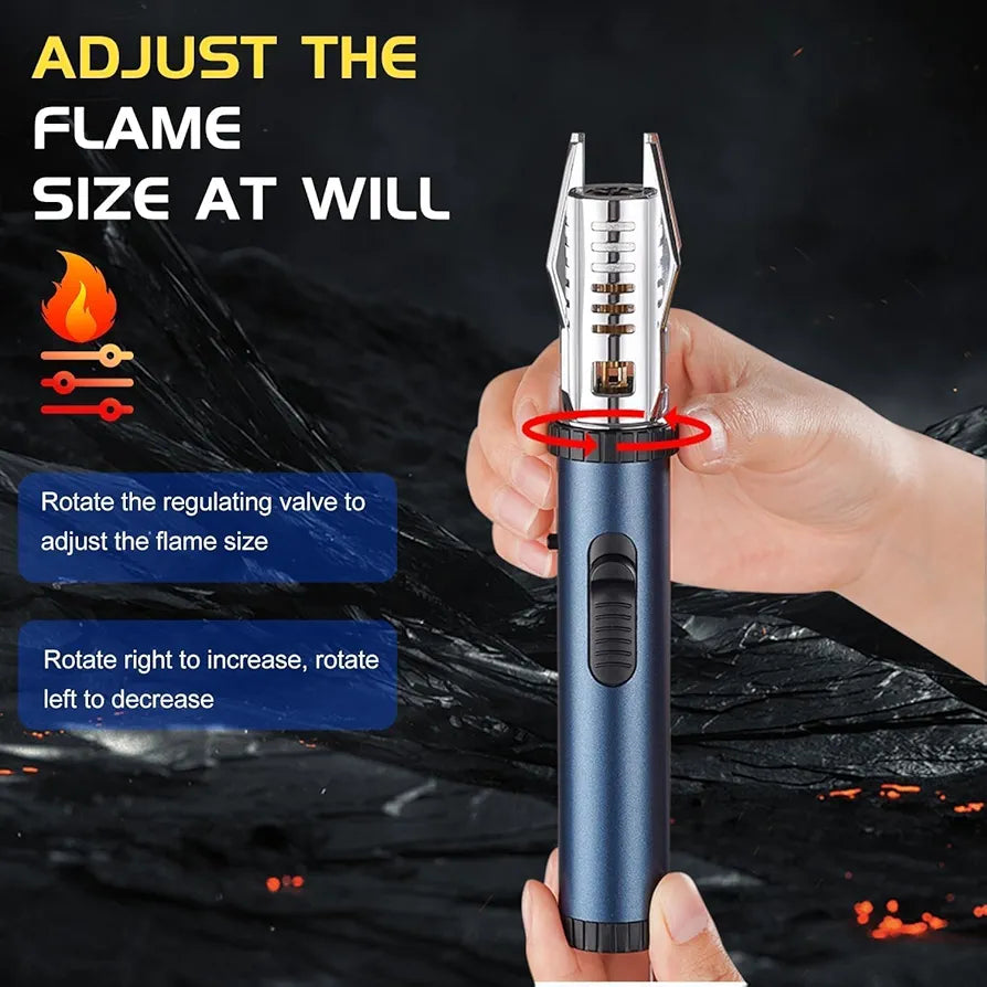 Jet Lighter, 7.8 inch Gas Lighter with Flame Locking Function, Refillable Windproof Long Lighter