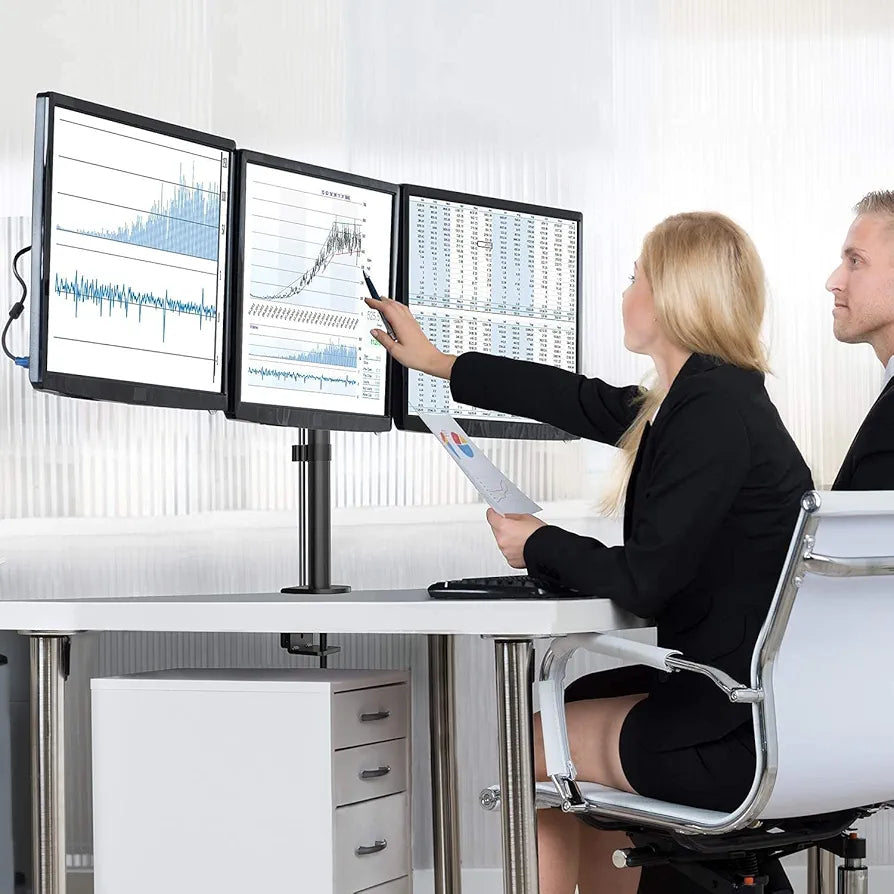 HUANUO Ergonomic Dual Monitor Stand for 13 to 35 Inch Screens, Height Adjustable Monitor Arm Holds up to 22 lbs, Tilt ±45° Swivel 180° Rotate 360°, 2 Mounting Options, VESA 75 & 100 mm