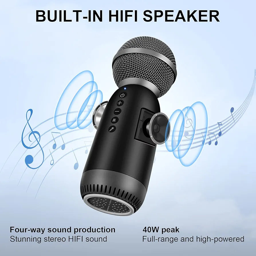 Aokeo Wireless Microphones Bluetooth Speaker, Wireless Karaoke Mic for Kids Children Mic for Singing Portable Karaoke Machine Mic for Home Birthday Party
