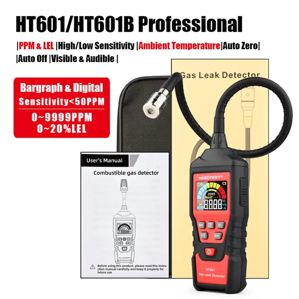 Gas Leak Detector | Portable Combustible Gas Detector | Handheld Gas Sniffer | Detection of Natural Gas, Methane and Combustibles | LCD Display | Provides PPM Read Out | ABS Shell Anti-Drop