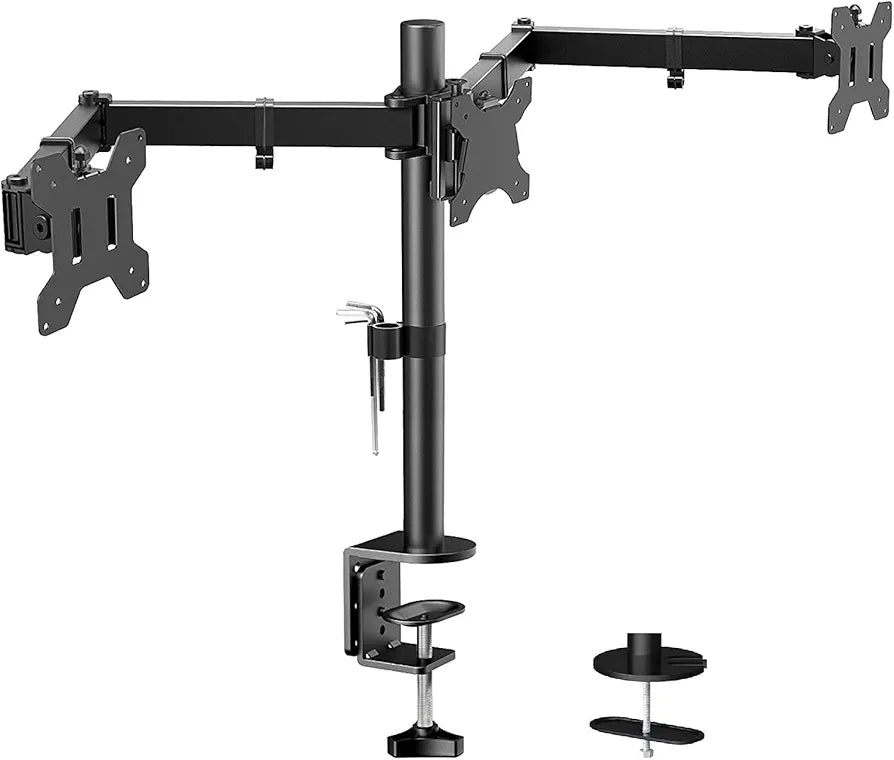 HUANUO Ergonomic Dual Monitor Stand for 13 to 35 Inch Screens, Height Adjustable Monitor Arm Holds up to 22 lbs, Tilt ±45° Swivel 180° Rotate 360°, 2 Mounting Options, VESA 75 & 100 mm