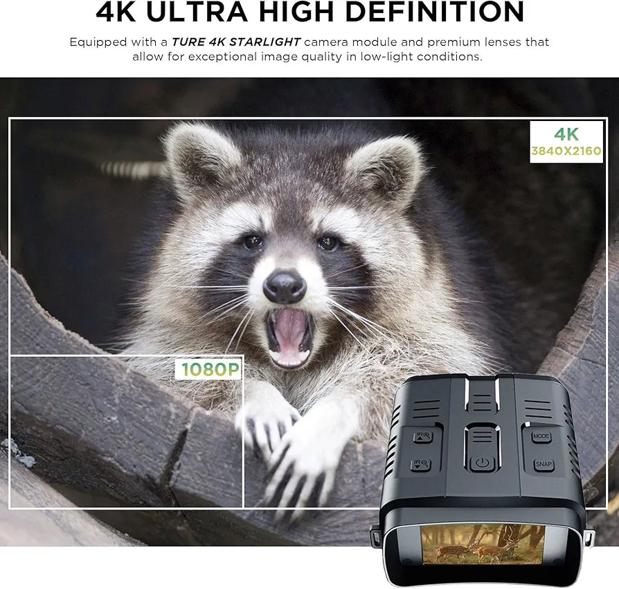 Night Vision Binoculars for Adults, 4K WiFi Digital Night Vision Binoculars Device Infrared Night Vision Goggles 3'' Large Screen Full Dark 300m for Hunting Camping for Hunting & Camping