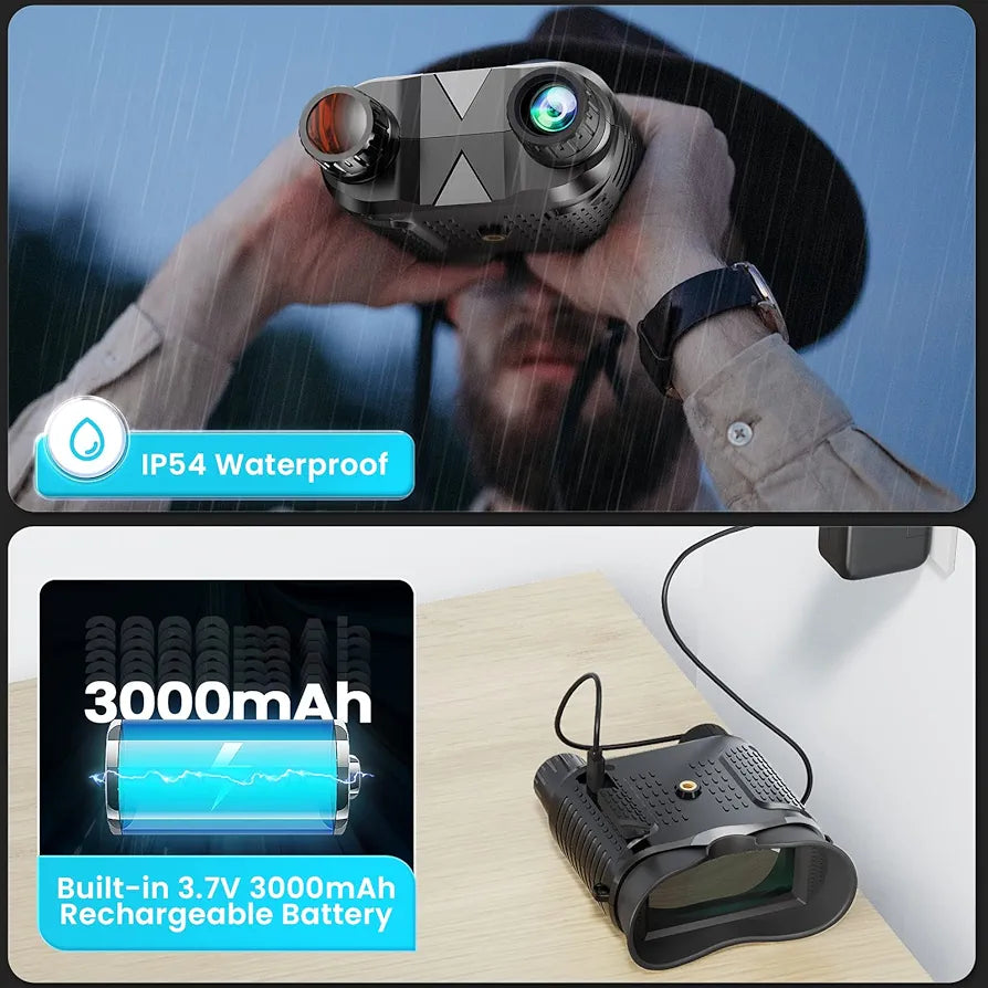Head-Mounted Night Vision Goggles - Hands Free Rechargeable 1312FT Digital Infrared Night Vision Binoculars for Adults,8xDigital Zoom,Compatible with Fast MICH Helmet,Military Tactical Hunting