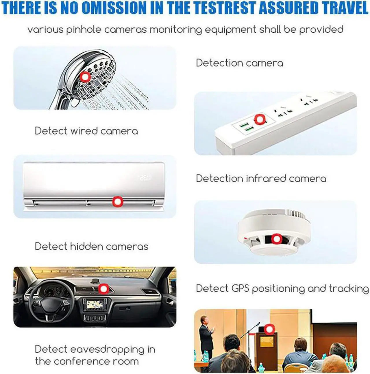 VOIVEY G6 Sport Bug Detector for Hidden Camera, Fashionable Privacy Protector with Anti Theft System, Hidden Camera Detectors, 7 Levels Sensitivity, 30H Working Time Black