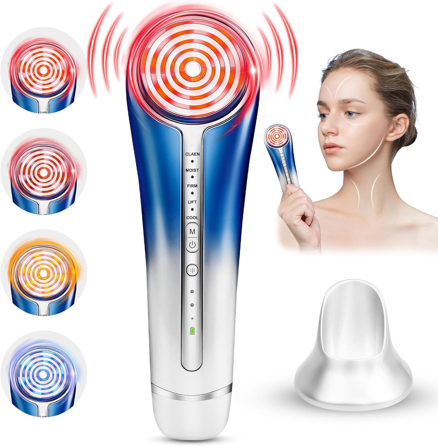 Microcurrent Facial Device, Facial Massager, 6 in 1 Home Use Skin Tightening Machine Light Therapy for Face Eye Neck Lifting