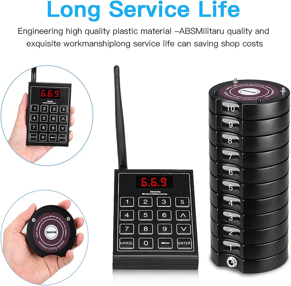 Restaurant Pager Wireless Calling 999 Channel Calling Keypad