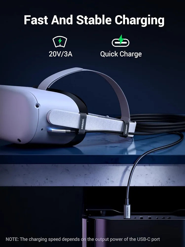 UGREEN Link Cable Compatible with Oculus Quest 2/ Pico 4 and PC/Steam VR, 16FT VR Link Headset Cable with High-Speed Transfer and Fast Charging, USB 3.0 USB C to C Cable for VR Headset and Gaming