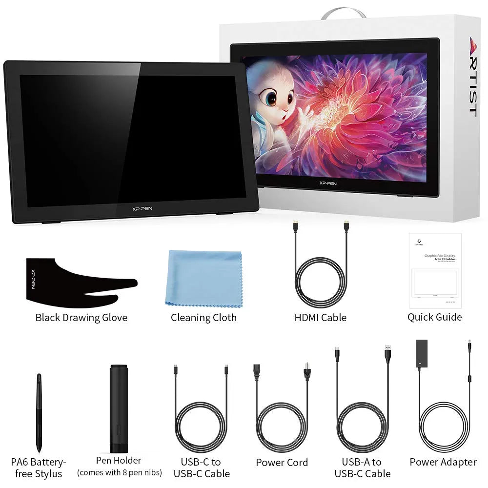 XP-PEN Artist 22 (2nd Gen) 21.5" Drawing Tablet with 1080P Display with 86% NTSC Color Gamut, Battery-Free Stylus and Adjustable Stand, Supports Windows and Mac