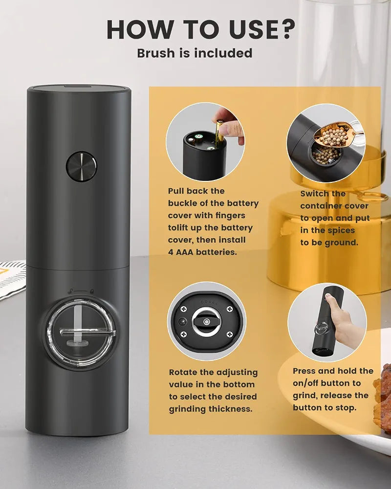 Electric Salt and Pepper Mill Set with Base