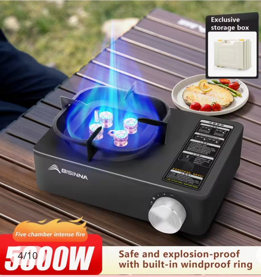 BISINNA Camping Gas Stove 5800W High Firepower Outdoor Portable Cassette Burner for Picnic Hiking Trekking