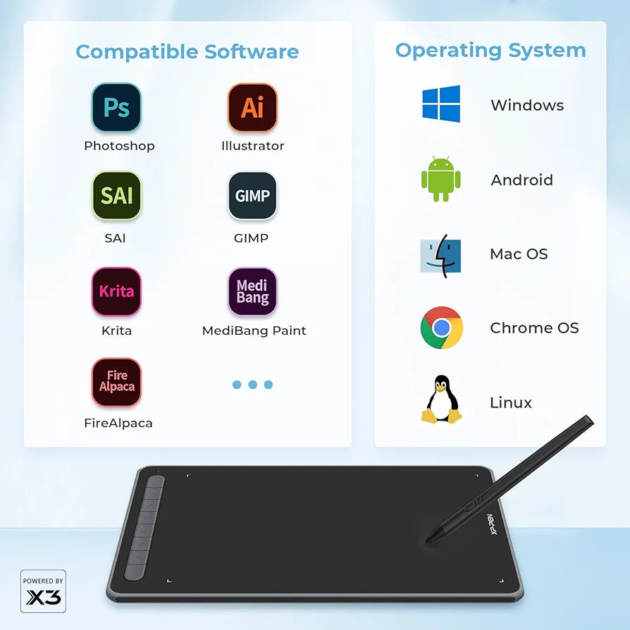 XPPen Deco LW Wireless Drawing Tablet- 10x6 Bluetooth Graphic Tablet with Battery-Free X3 Digital Stylus Wireless Drawing PAD Compatible with Chrome, Windows 11, Linux, Mac, and Android (Black)