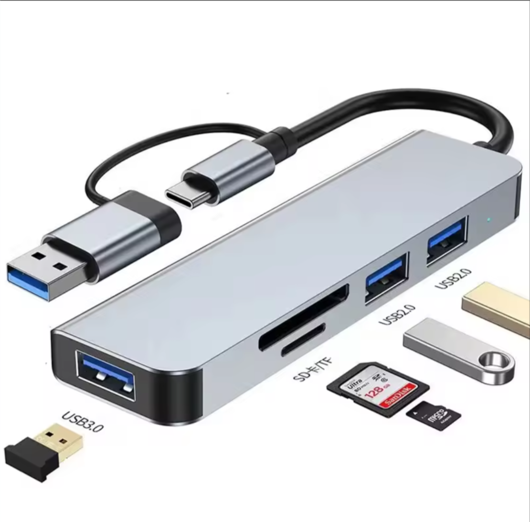 Type C And USB Hub USB 3.0 2.0 TF SD Card Reader 5 In 1