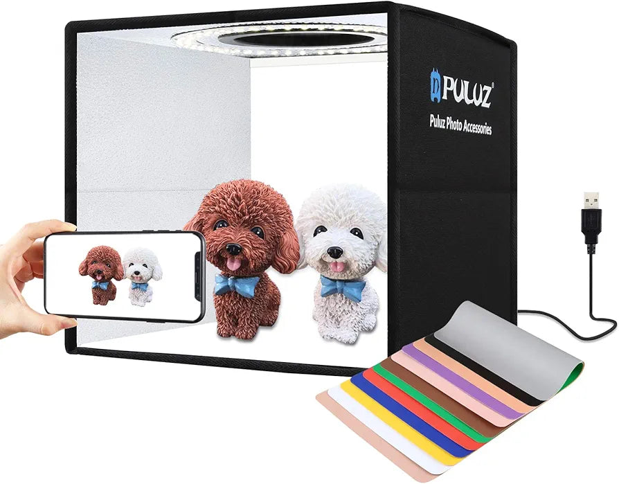 PULUZ 9.8"/25cm Foldable Portable Photo Studio Light Box, Adjustable Brightness
