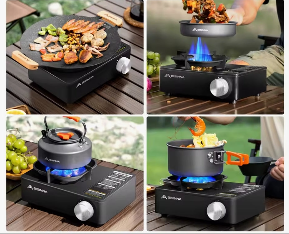 BISINNA Camping Gas Stove 5800W High Firepower Outdoor Portable Cassette Burner for Picnic Hiking Trekking