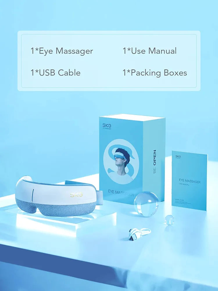 SKG E3 Eye Massager with Heat, A Rechargeable 5-Mode Device for Migraines and Dry Eyes, Featuring Bluetooth Music, an Ideal Relaxation Gift for Both Men and Women