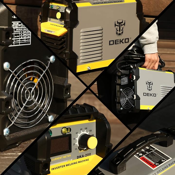 DEKOPRO 220V MMA Welder, ARC Welder Machine Electrode Holder,Work Clamp, Input Power Adapter Cable (200AE)