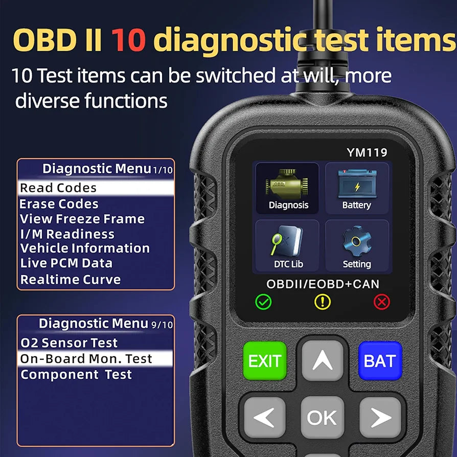 Diabit YM119 OBD2 Scanner Diagnostic Tool Enhanced Vehicle Code Reader Professional OBDII Diagnostic Code Reader Tool for Check Engine Light