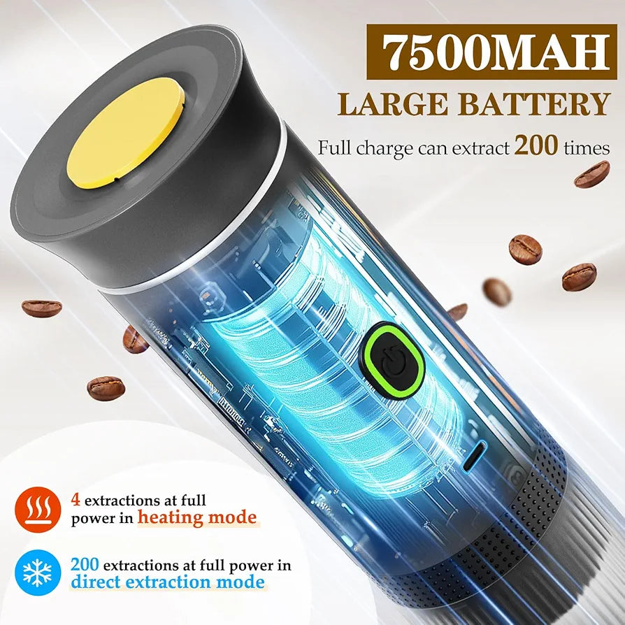 Expresso 3in 1 Portable Machine, Mini Coffee Maker for Travel, Self-Heating Car Coffee Maker with USB-C, Small Espresso Machine with Ground Coffee & Capsules