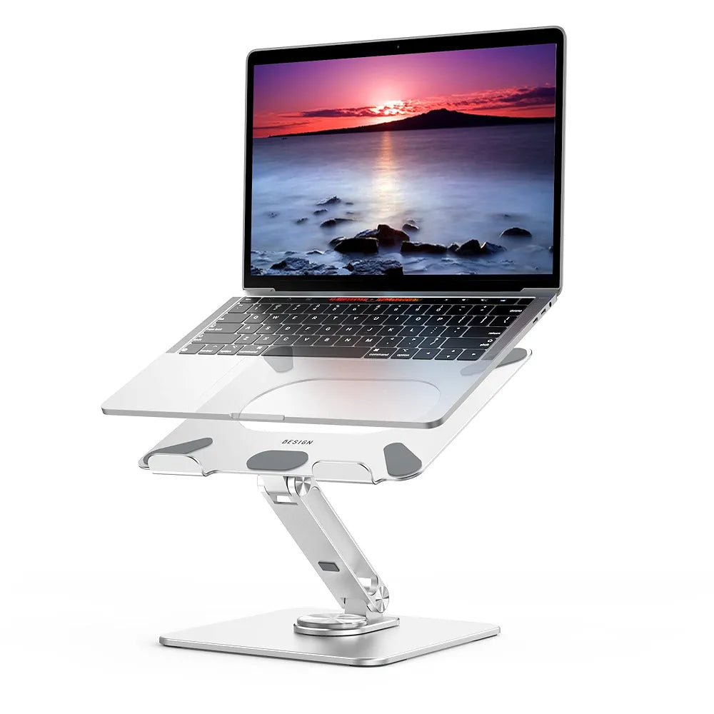 Laptop Stand, 360 Angle Adjustable Rotating Base, Ergonomic Adjustable Laptop Stand, Computer Riser Stand Compatible with Laptops Between 10-15.6" (Silver)