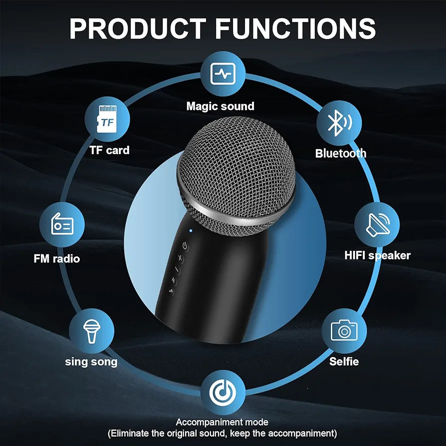 Aokeo Wireless Microphones Bluetooth Speaker, Wireless Karaoke Mic for Kids Children Mic for Singing Portable Karaoke Machine Mic for Home Birthday Party